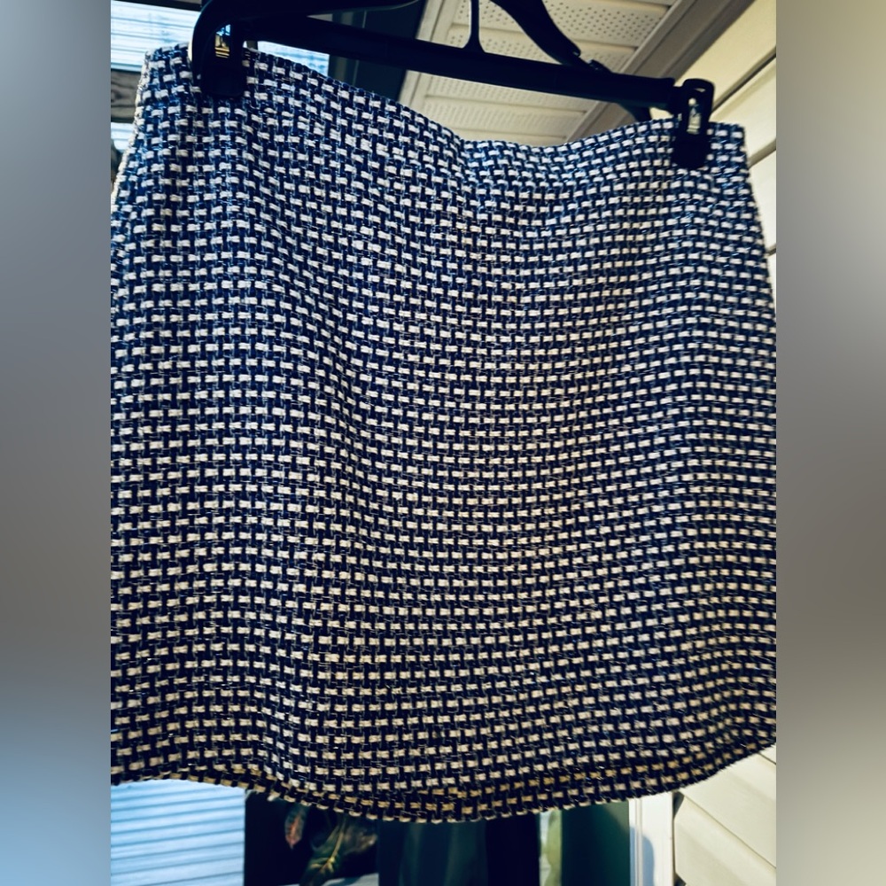 J. Crew Blue and White Textured Pencil Skirt